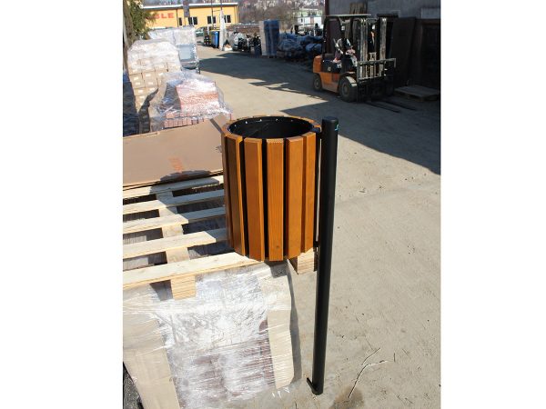 Abfallbehälter aus Stahl und Holz.12 - breite-des-abfallbehalters: 44cm
