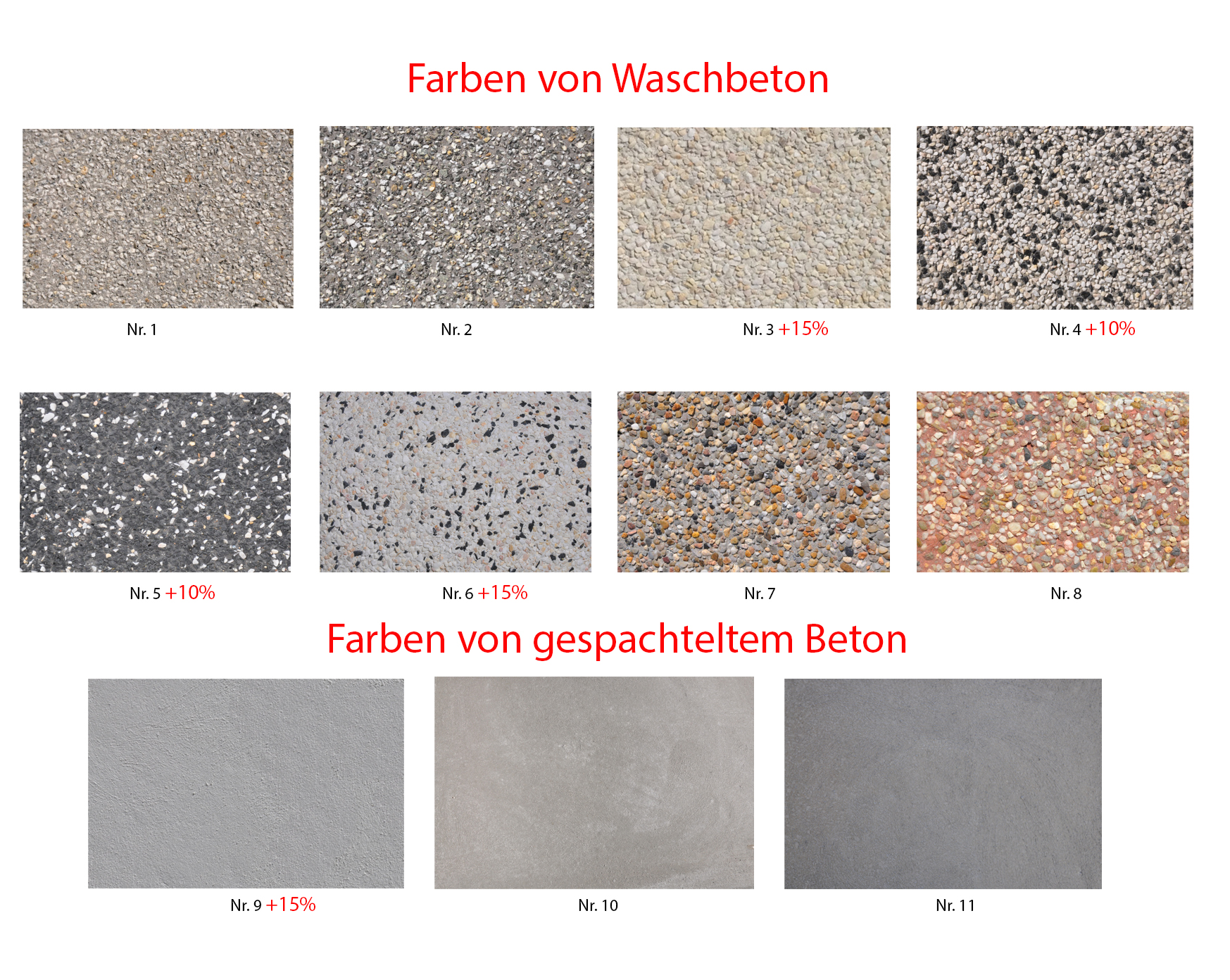 Verfügbare Farben - Beton Abfallbehälter id. 114, 115, 116