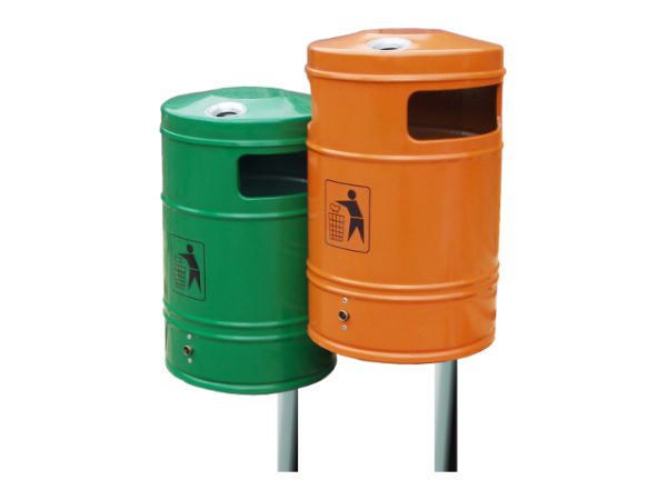 Abfallbehälter AB12 aus Stahl, für draußen - Befestigungsart: zum aufschrauben