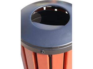 Abfallbehälter AB16 aus Stahl, Holz und Betonsockel, für öffentliche Bereiche - Befestigungsart: