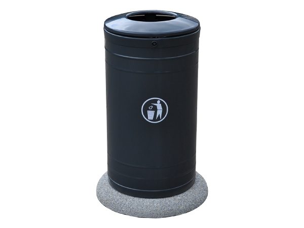 Abfallbehälter AB4 aus Stahl und Beton - Material: verzinkter Stahl mit Pulverbeschichtung in RAL