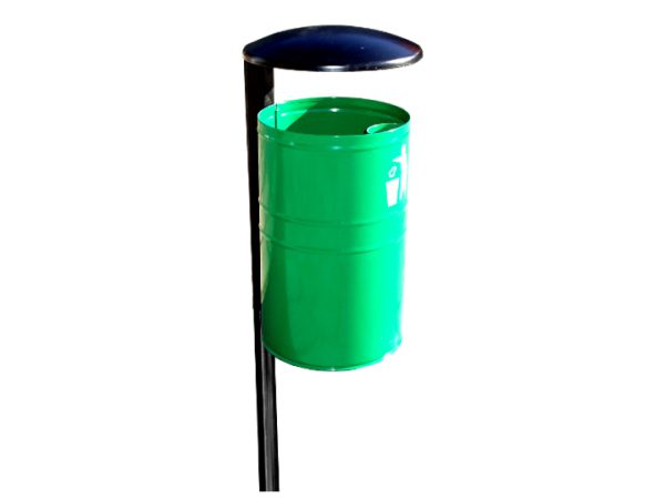 Abfallbehälter AB5 aus Stahl, für draußen - Material: verzinkter Stahl mit Pulverbeschichtung in RAL