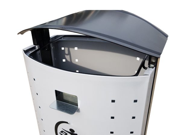 Abfallbehälter AB7 aus Stahl, für draußen - Stahlfarbe:  RAL 3002