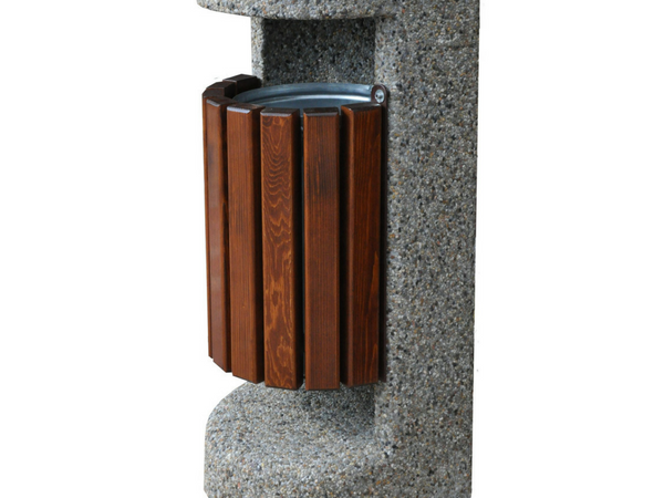 Abfallbehälter aus Beton mit Bretter id. 135 - gesamthohe: 100cm