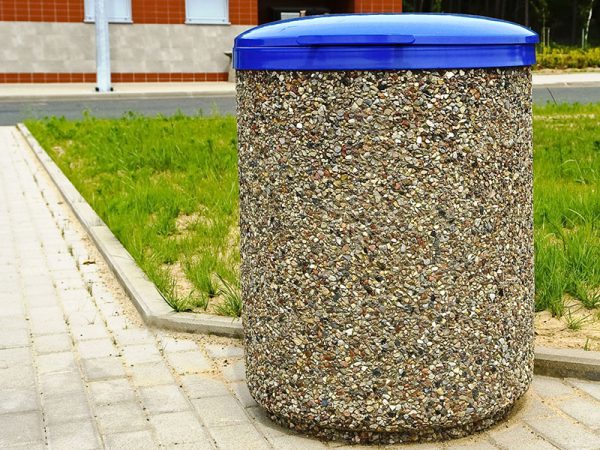 Abfallbehälter aus Beton mit deckel id. 1011 - Betonfarbe:  K-200