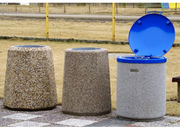 Abfallbehälter aus Beton mit deckel id. 1011 - Betonfarbe:  K-201