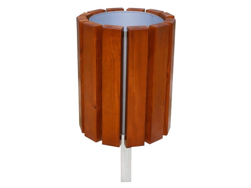 Abfallbehälter aus Edelstahl und Holz MAR7 35l-45l - Material: rostträger Stahl