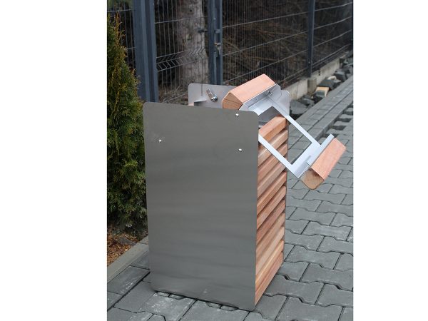 Abfallbehälter aus Edelstahl und Holz MAR22 für Archipark Stadtmöbel