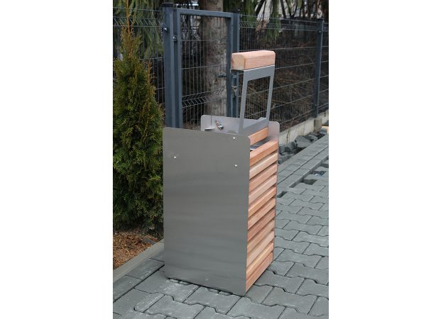 Abfallbehälter aus Edelstahl und Holz MAR22 - Stadtmöbel