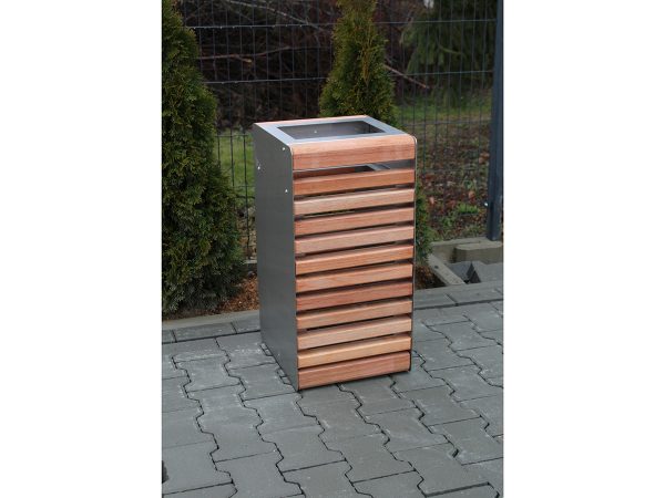 Abfallbehälter aus Edelstahl und Holz MAR22 - blech: 2mm