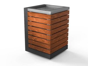 Abfallbehälter aus Stahl, Holz und Beton id 2004 - breite-x-tiefe: 50x52cm