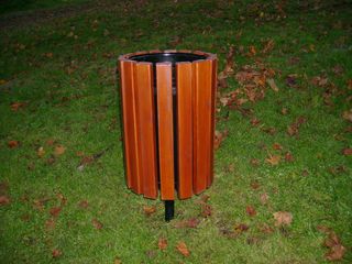 Abfallbehälter aus Stahl und Holz.11 - gesamthohe: 60cm