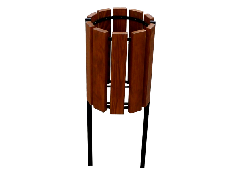 Abfallbehälter aus Stahl und Holz MAR11 - Material: verzinkter Stahl mit Pulverbeschichtung in RAL