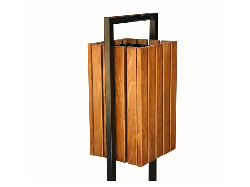 Abfallbehälter aus Stahl und Holz MAR12 - Material: verzinkter Stahl mit Pulverbeschichtung in RAL