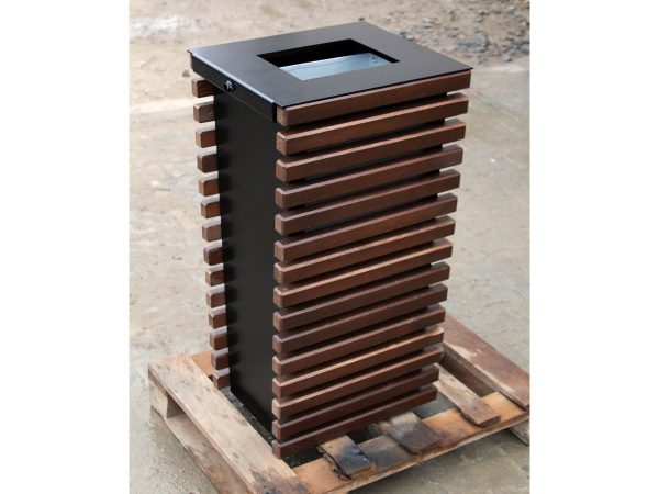 Abfallbehälter aus Stahl und Holz MAR13 - Stahlfarbe: RAL 1023