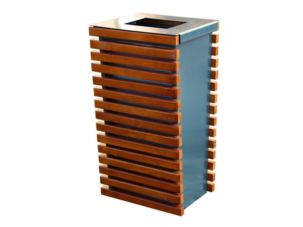 Abfallbehälter aus Stahl und Holz MAR13 - Material: verzinkter Stahl mit Pulverbeschichtung in RAL