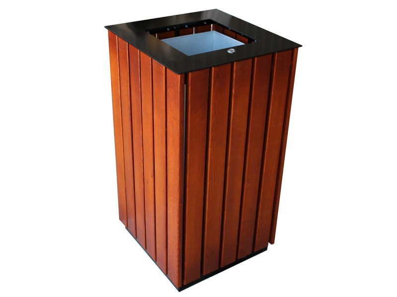 Abfallbehälter aus Stahl und Holz MAR19 - Material: verzinkter Stahl mit Pulverbeschichtung in RAL