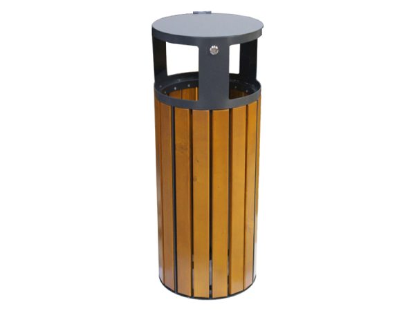 Abfallbehälter aus Stahl und Holz MAR20 - Befestigungsart:  zum einbetonieren