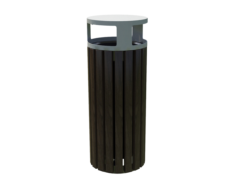Abfallbehälter aus Stahl und Holz MAR20 - Material: verzinkter Stahl mit Pulverbeschichtung in RAL