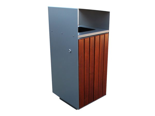 Abfallbehälter aus Stahl und Holz MAR23 - Material: verzinkter Stahl mit Pulverbeschichtung in RAL