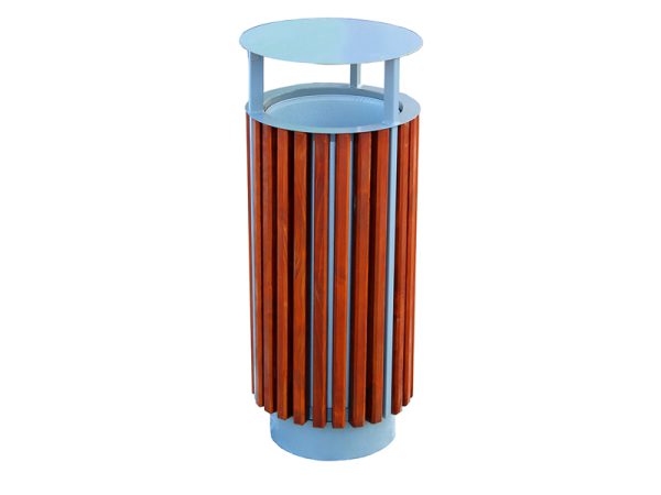 Abfallbehälter aus Stahl und Holz MAR3 - Material: verzinkter Stahl mit Pulverbeschichtung in RAL