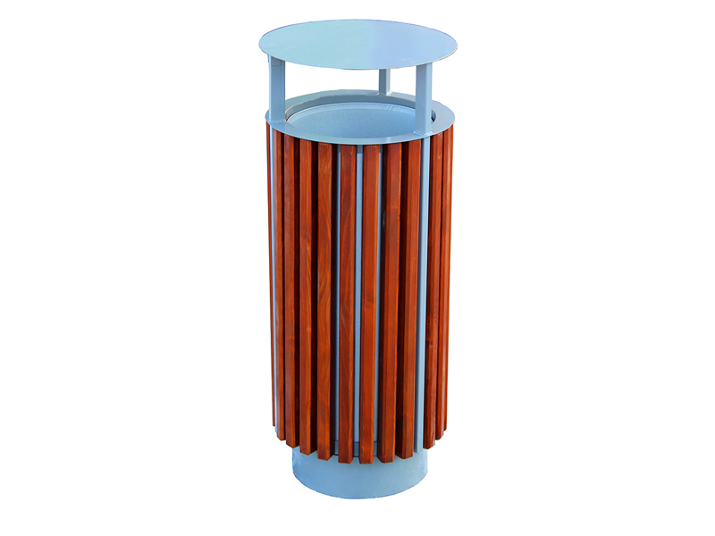 Abfallbehälter aus Stahl und Holz MAR3 - Material: verzinkter Stahl mit Pulverbeschichtung in RAL