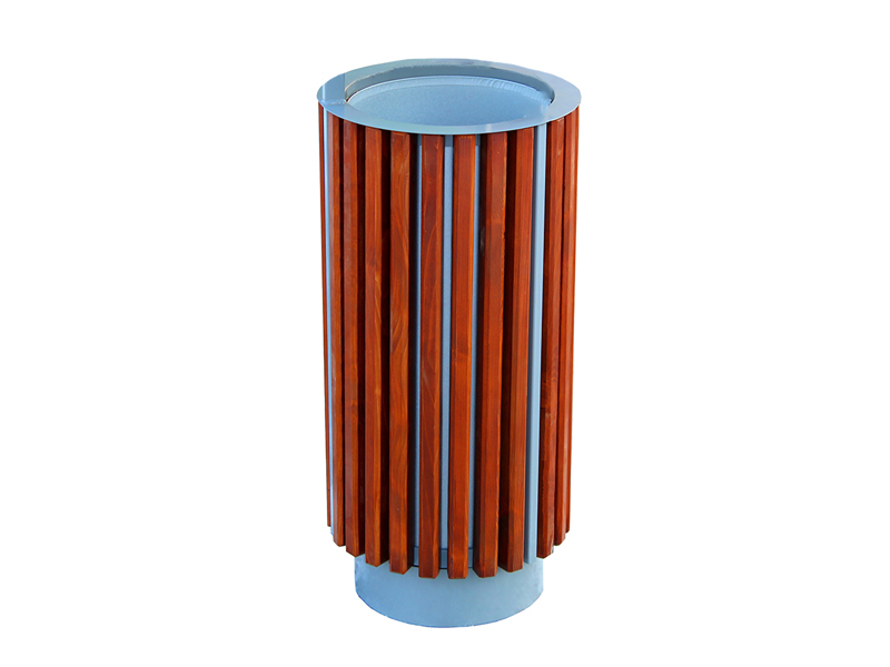 Abfallbehälter aus Stahl und Holz MAR4 - Material: verzinkter Stahl mit Pulverbeschichtung in RAL