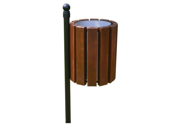 Abfallbehälter aus Stahl und Holz MAR5 - Material: verzinkter Stahl mit Pulverbeschichtung in RAL