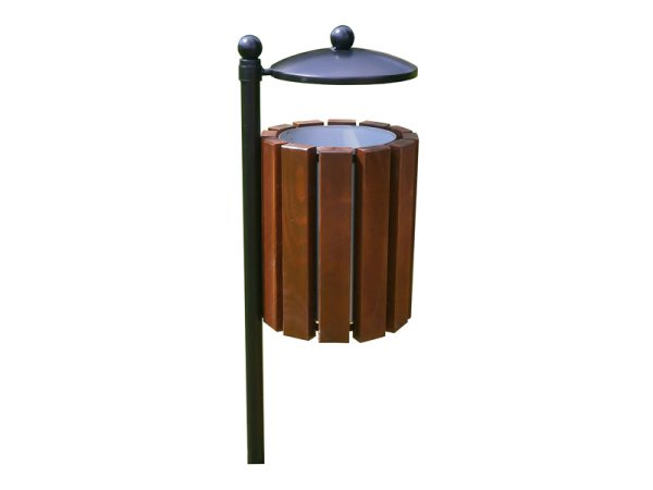 Abfallbehälter aus Stahl und Holz MAR6 - Material: verzinkter Stahl mit Pulverbeschichtung in RAL