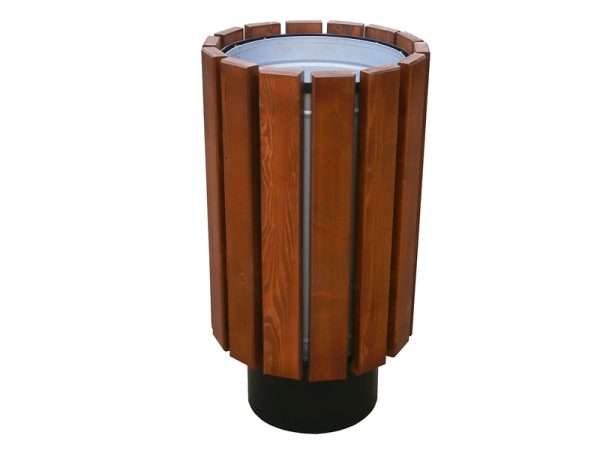 Abfallbehälter aus Stahl und Holz MAR8 - Material: verzinkter Stahl mit Pulverbeschichtung in RAL