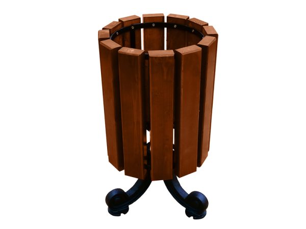 Abfallbehälter aus Stahl und Holz MAR9 - Material: Gusseisen