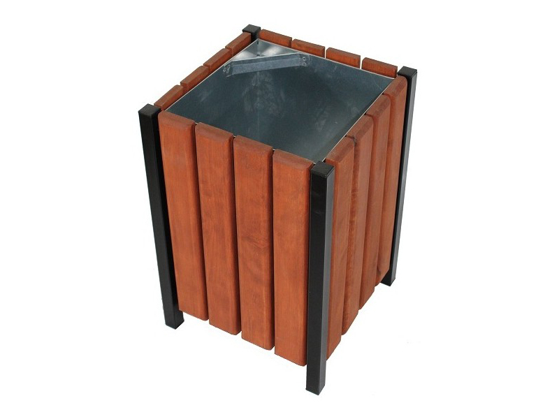 Abfallbehälter aus Stahl und Holz. no.16 - gesamthohe: 55cm