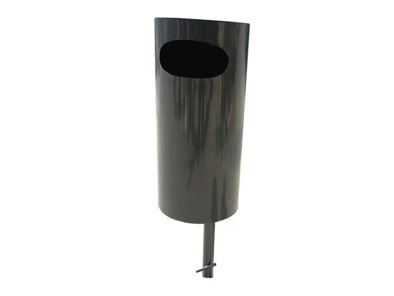 Abfallbehälter KNS S MAR14 – 60l, aus Stahl, mit Rohrpfosten - Material: verzinkter Stahl mit Pulverbeschichtung in RAL