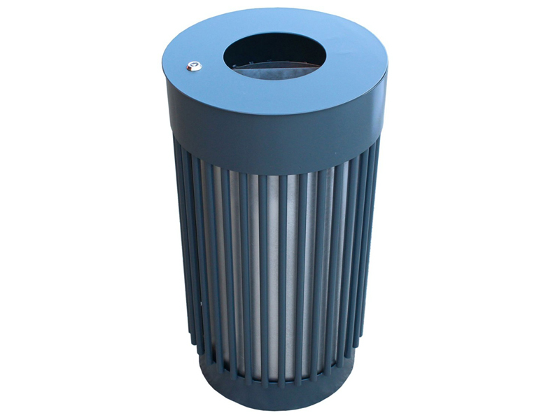 Abfallbehälter KNS S MAR4, aus Stahl, außenbereich - Material: verzinkter Stahl mit Pulverbeschichtung in RAL