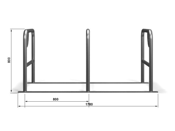 Anlehnbügel Fahrradständer – U TRIO mit Querstück + Parkschild - Durchmesser Rohr: 3mm