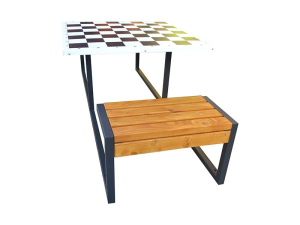 Außen-Schachtisch aus Stahl und Holz Modell. S1 - Stahlfarbe:  RAL 3002