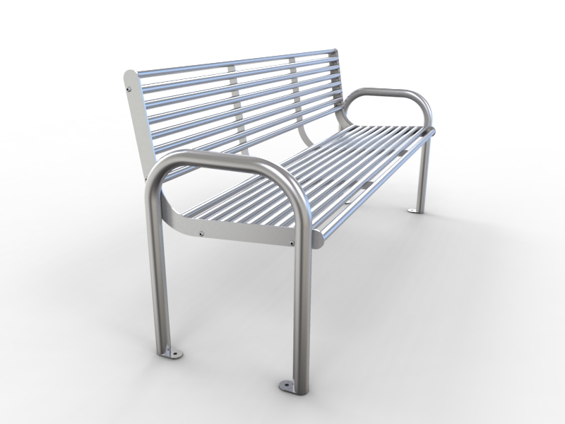 Edelstahl-Sitzbank mit Rückenlehne INOX LSN 16.02 - Material: rostträger Stahl