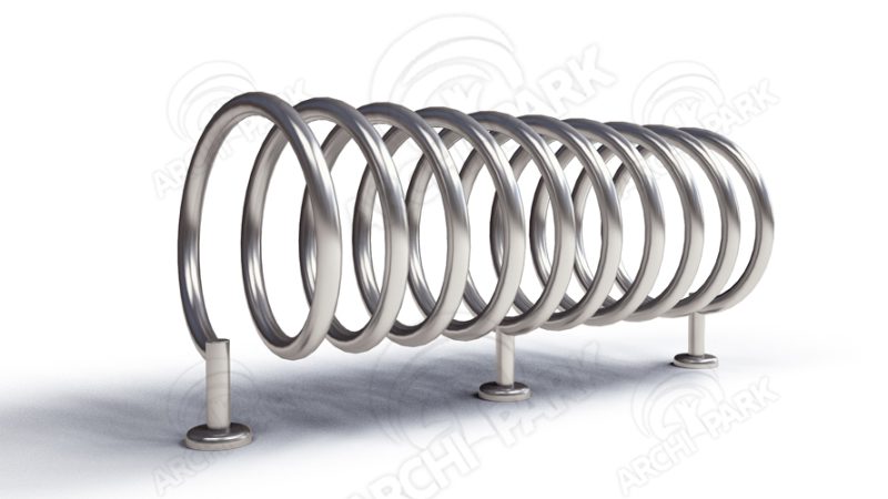 Fahrradständer/Spiralparker – Spirale Typ B-2, Rundrohr Ø 33,7mm, zweiseitig - Einstellplätze: 3