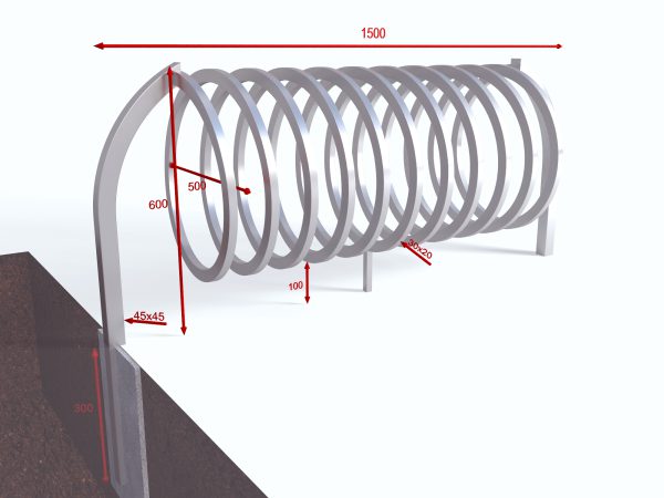 Fahrradständer/Spiralparker – Spirale Typ B-3, profil 30x20mm und 45x45mm, solide und robust für
