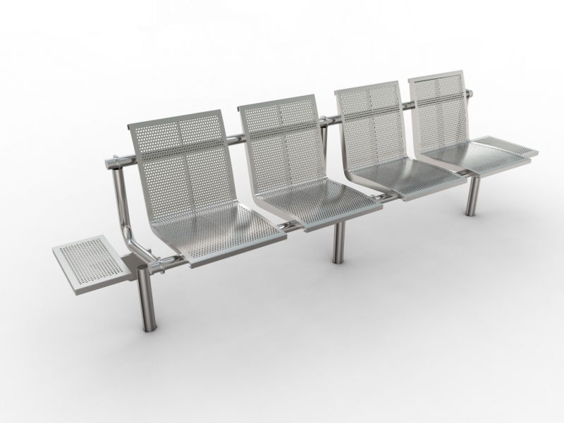 Flughafenbank aus Edelstahl 3 Sitze INOX LSN 13.02 - Material: rostträger Stahl