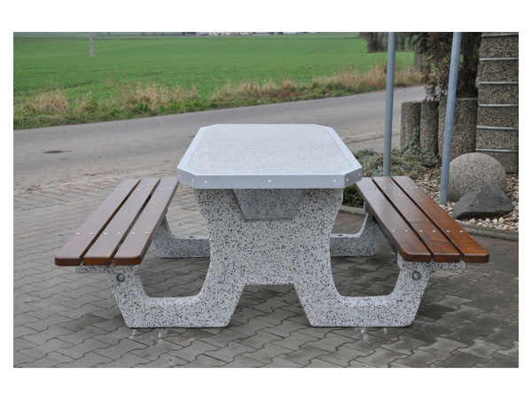 Picknickset aus Beton / Tisch mit bänke / modell 504B - Befestigungsart: freistehend