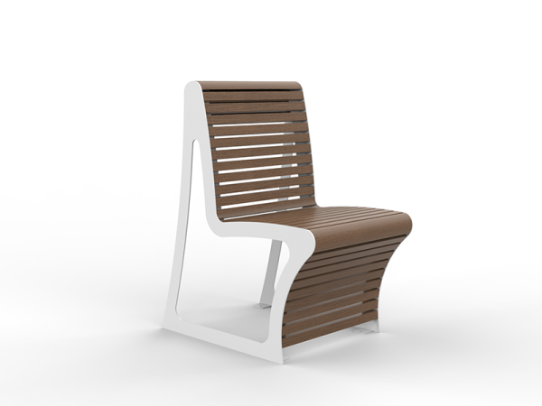 Sitz aus Edelstahl mit Holzebelattung LSN 19.05 - Material:  verzinkter Stahl mit Pulverbeschichtung