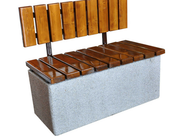 Sitzbank aus Beton und Holz mit Rückenlehne 428 - gesamthohe: 46cm