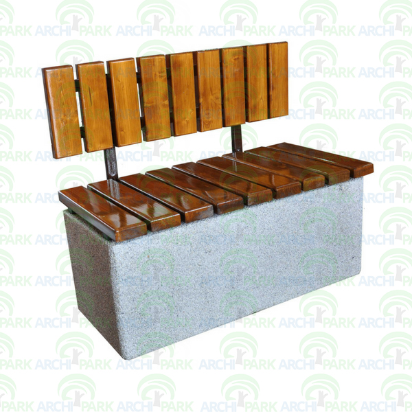 Sitzbank aus Beton und Holz mit Rückenlehne 428 - gesamtlange: 100cm