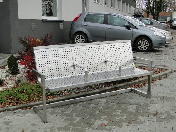 Sitzbank aus Edelstahl 3 Sitzplätze INOX KR08 - Befestigungsart: zum aufschrauben