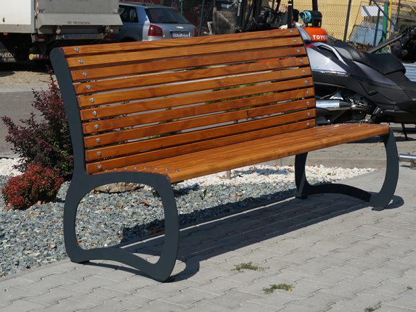 Sitzbank aus Holz 22 - Stahlfarbe: RAL 1023