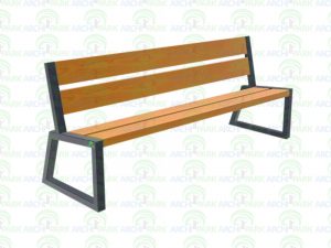 Sitzbank aus Stahl/Holz mit Rückenlehne 79 - gesamtlange: 180cm