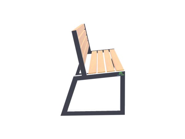 Sitzbank aus Stahl/Holz mit Rückenlehne 80 - gesamthohe: 85cm