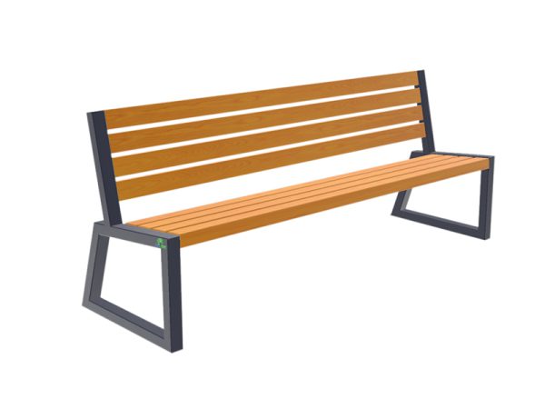 Sitzbank aus Stahl/Holz mit Rückenlehne 80 - Material: verzinkter Stahl mit Pulverbeschichtung in R