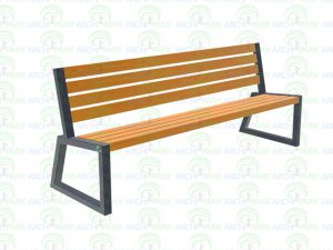 Sitzbank aus Stahl/Holz mit Rückenlehne 80 - gesamtlange: 180cm